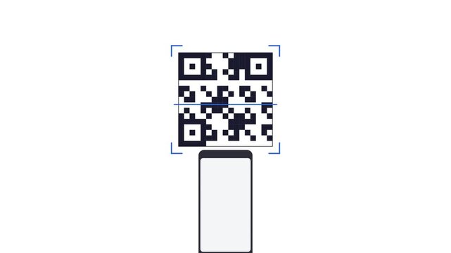 Smartphone scanning qr code for successful mobile payment animation