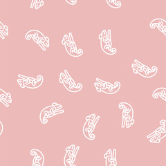 Fototapeta premium chameleon animal line seamless pattern chameleon animal thin line illustration