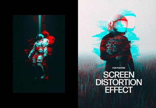 Vertical Distorted Screen Effect For Poster And Print Design
