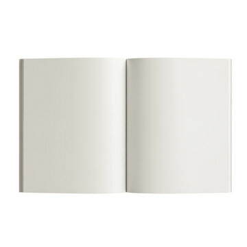 Open blank notebook with white pages isolated on a transparent background