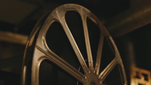 35mm film reel in cinema projector room