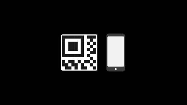 Digital qr code scanning animation with smartphone icons