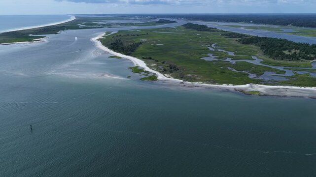 Wrightsville Beach North Carolina Coastal Landscape with Scenic Beaches and natural tidal marsh inlet