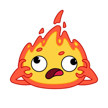 Surprised animated fire character illustration