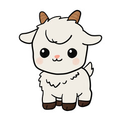 Fototapeta premium Cute cartoon baby goat vector illustration isolated on white background.