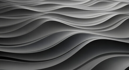 Obraz premium Abstract three dimensional wavy surface with smooth grayscale curves and soft shadows creating a fluid and rhythmic visual texture pattern