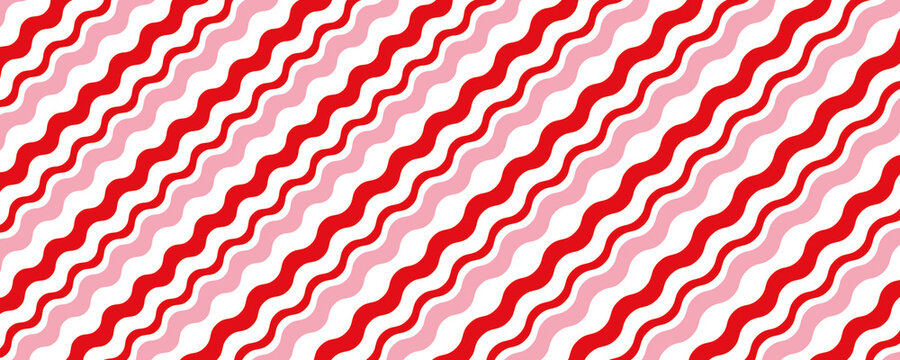 Candy cane Christmas background, peppermint diagonal stripes print seamless pattern