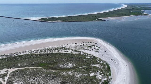 Wrightsville Beach, NC natural beach with sand dunes barrier island with inlet
