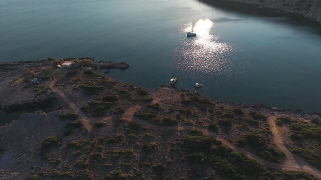 Drone aerial view chios Trachilia salagona
