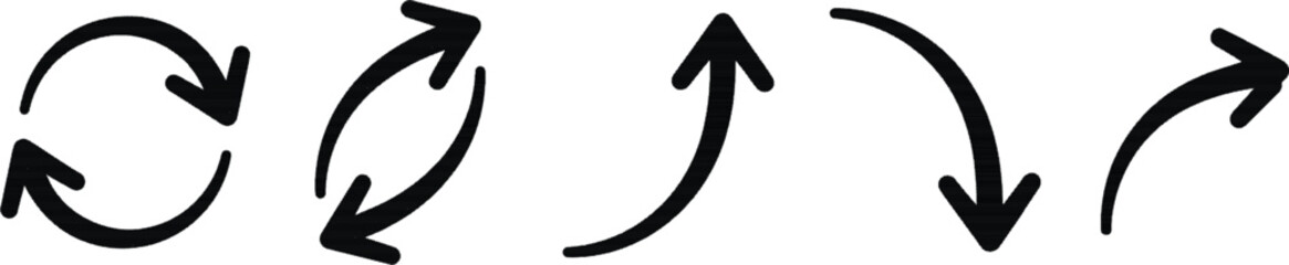 Curved Arrow Icons Set for Direction and Navigation