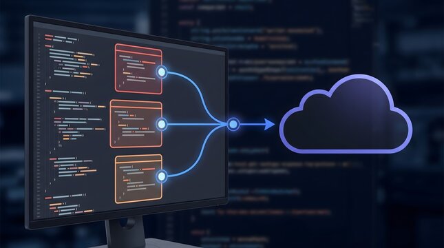 Software code data flow to cloud computing