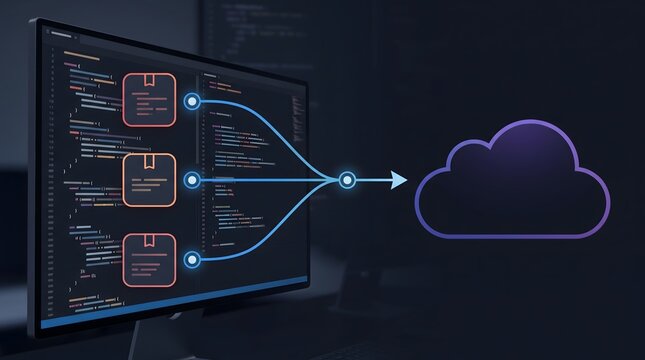 Code deployment to cloud concept