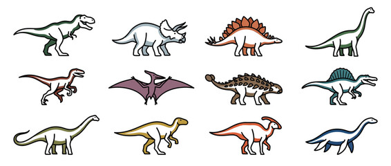 Cute Dinosaur Collection Isolated on Transparent Background © adung