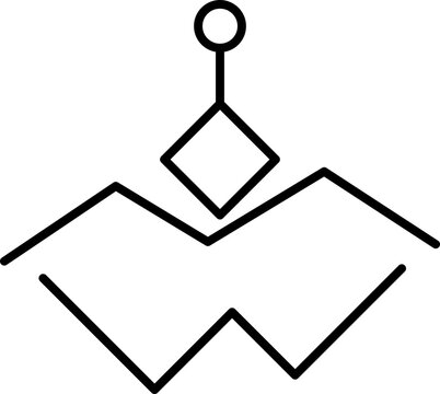 Abstract geometric line icon with diamond and zigzag shapes