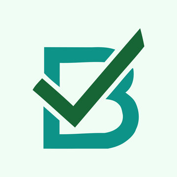 Letter B Logo with Checkmark, Success and Approved Vector Design
