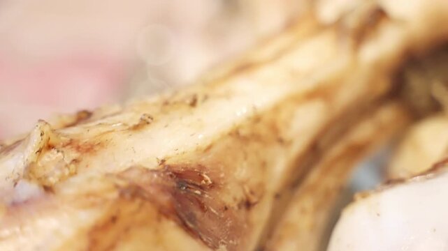 Boiled beef bones rich on natural collagen, regeneration properties for human body and health, collagen preventing aging of human body
