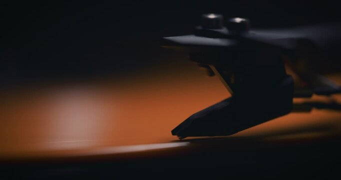 Vinyl record player needle close up
