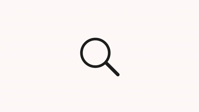 Magnifying glass search icon symbol motion graphics animation on White screen background.
