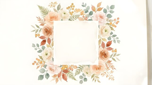 A beautiful watercolor floral frame perfect for thanksgiving invitations cards or festive announcements