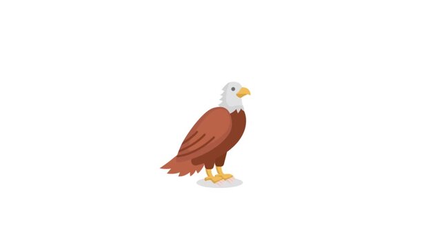 Animated flat vector bald eagle character isolated on a white background, suitable for wildlife, nature, and patriotic-themed projects