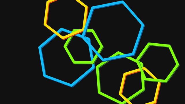 Abstract Background Featuring Interlocking Colorful Hexagon Shapes