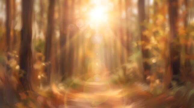 A radiant sunbeam filters through the autumnal trees evoking feelings of warmth and gratitude