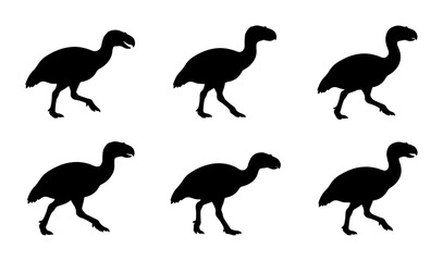Dodo Bird Silhouettes, Extinct Animal Icons, Retro Wildlife Vector Graphics, Prehistoric Creature Collection © Indrani