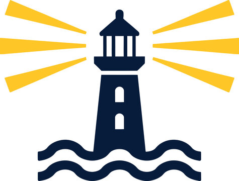 Lighthouse Illustration, Nautical Symbol, Coastal Beacon Design. Maritime Icon, Vector Graphic, Navigational Aid Concept