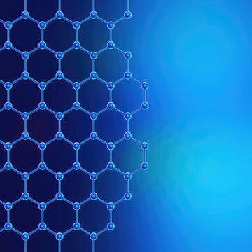 A macro photo illustrating the hexagonal carbon lattice structure of a graphene sheet during nanotechnology and advanced materials research, two dimensional, research, physics