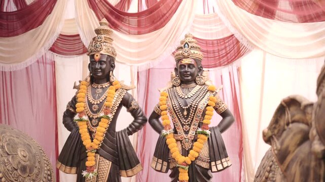 Vitthal Rukmini Hindu Deities Idol at Temple in India