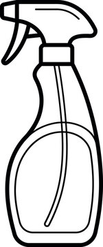 Minimalist spray bottle line art vector, cleaning product outline icon, plastic trigger sprayer for household hygiene and sanitation