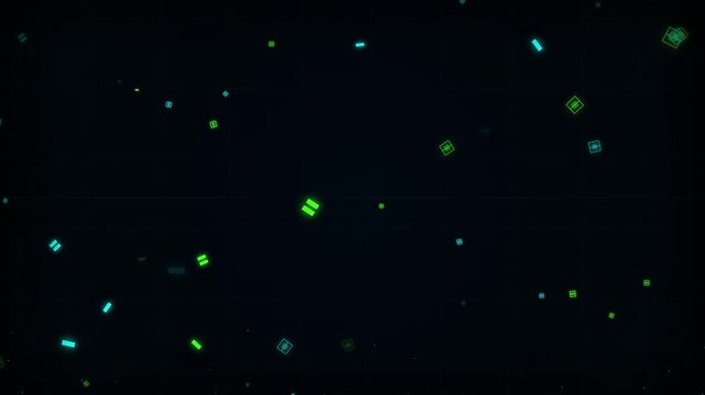 Abstract Digital Data Stream with Glowing Particles and Futuristic Tech Elements