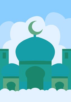BACKGROUND VECTOR ABSTRAK MOSQUE AND CLOUDS