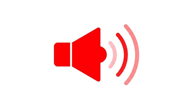 Red Sound Speaker Icon Representing Audio, Volume, and Media Controls