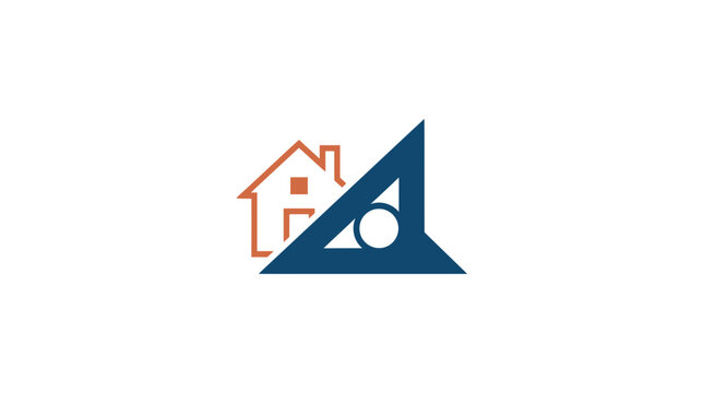 Architectural Icon: House Silhouette and Drafting Triangle