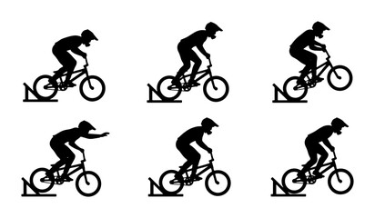Fototapeta premium BMX Bike Rider Silhouette Sequence, Extreme Sports Action, Bicycle Trick Motion Graphics