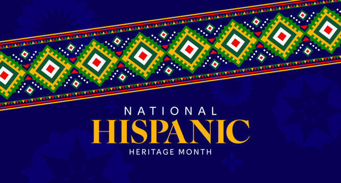 National Hispanic heritage month holiday banner with ethnic ornament for Mexico and Latin American culture festival. Hispanic heritage tradition month greeting card with folk art pattern ornament