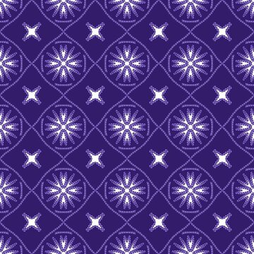 Seamless vintage Thai heritage floral pattern in amethyst beaded ornament style