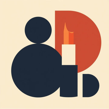 Minimalist geometric vector illustration of a lipstick.