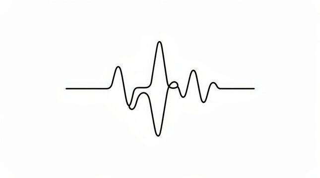 A simple black heartbeat line illustration on a white background, depicting a stylized electrocardiogram waveform.