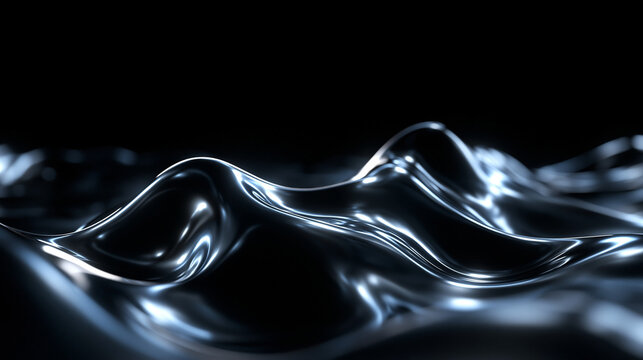 Abstract Flowing Liquid Chrome Metallic Surface Waves