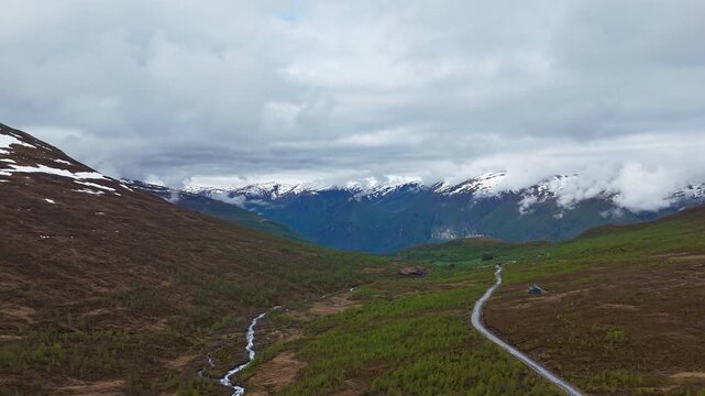 Hyperlapse - Aerial view of scenery in Norway - Scandinavia