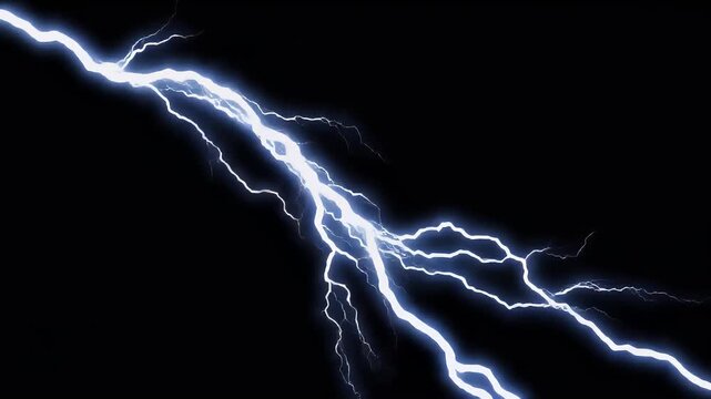 Powerful Lightning Strike Illuminates Dark Night Sky.