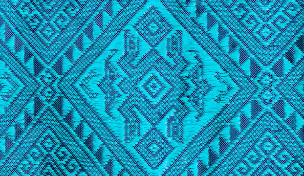 Thai pattern fabric background, blue fabric texture background