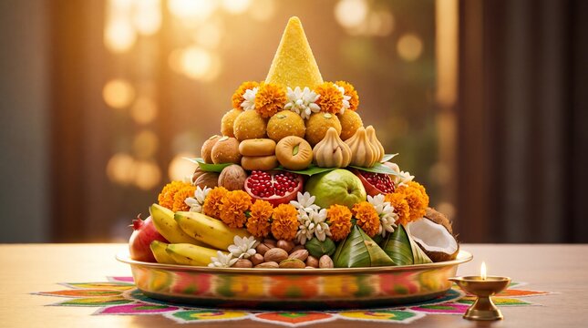 Traditional Offering of Annakut Sweets Decorated for the Auspicious Govardhan Puja Celebration