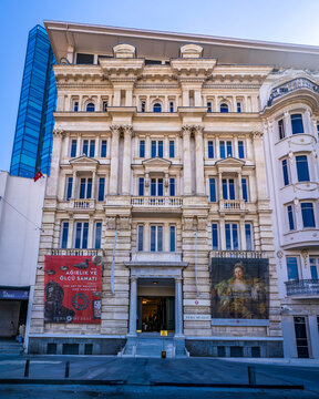 Istanbul, Turkey - September 04, 2026 : The Pera Museum street view in Istanbul