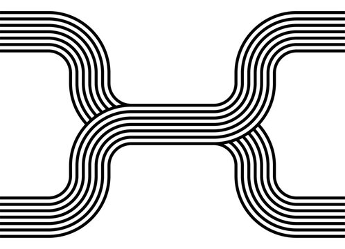 Vector pattern of black parallel lines on a white background. Letter X. Retro-style sporty design element. Eye shape. Modern vector background for covers, advertising, labels, packaging, logos, interi