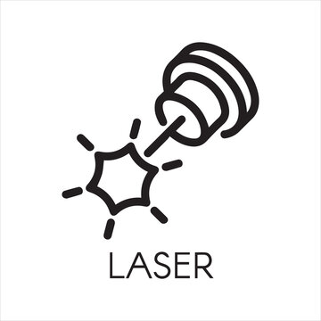 Laser beam icon drawing in outline design. Graphic thin line stroke pictograph. Technology concept contour web sign. Vector illustration of laser cutting series