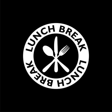 Lunch break circle sign icon isolated on black background
