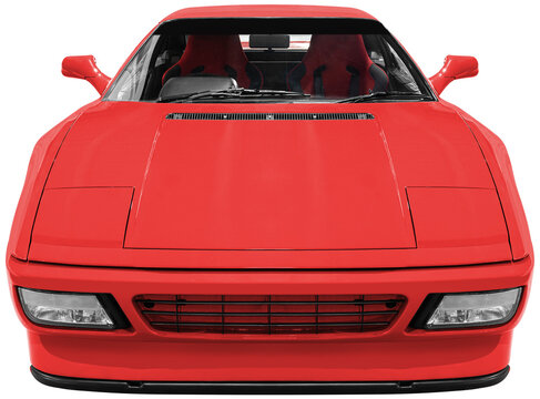 Front view red retro sport car